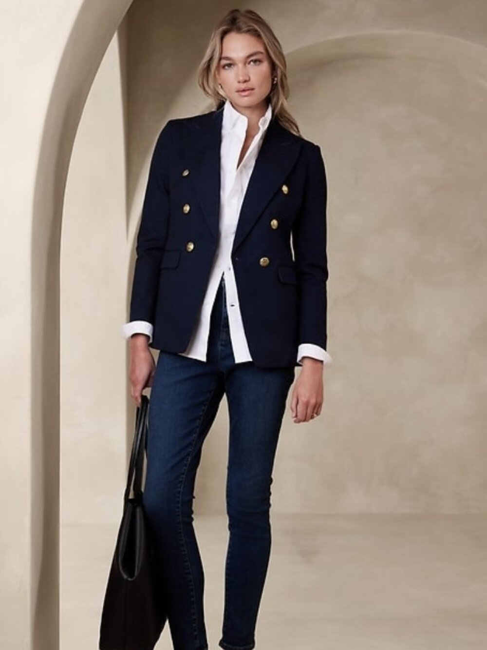 Banana Republic Navy Double Breasted Icon Blazer Size 4